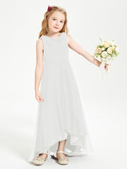 Modern Asymmetrical Cowl Neck Junior Bridesmaid Dresses Ivory