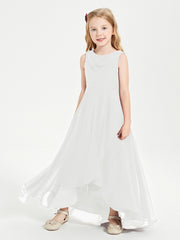 Modern Asymmetrical Cowl Neck Junior Bridesmaid Dresses Ivory