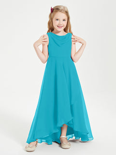 Modern Asymmetrical Cowl Neck Junior Bridesmaid Dresses Jade