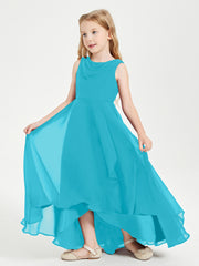 Modern Asymmetrical Cowl Neck Junior Bridesmaid Dresses Jade