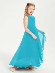 Modern Asymmetrical Cowl Neck Junior Bridesmaid Dresses Jade