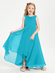 Modern Asymmetrical Cowl Neck Junior Bridesmaid Dresses Jade