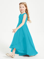 Modern Asymmetrical Cowl Neck Junior Bridesmaid Dresses Jade