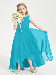 Modern Asymmetrical Cowl Neck Junior Bridesmaid Dresses Jade