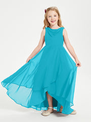 Modern Asymmetrical Cowl Neck Junior Bridesmaid Dresses Jade