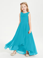 Modern Asymmetrical Cowl Neck Junior Bridesmaid Dresses Jade