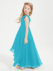 Modern Asymmetrical Cowl Neck Junior Bridesmaid Dresses Jade