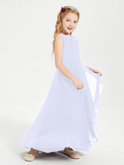 Modern Asymmetrical Cowl Neck Junior Bridesmaid Dresses Lavender