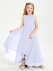 Modern Asymmetrical Cowl Neck Junior Bridesmaid Dresses Lavender