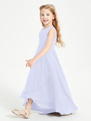 Modern Asymmetrical Cowl Neck Junior Bridesmaid Dresses Lavender