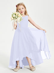 Modern Asymmetrical Cowl Neck Junior Bridesmaid Dresses Lavender