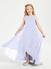 Modern Asymmetrical Cowl Neck Junior Bridesmaid Dresses Lavender