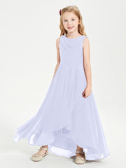 Modern Asymmetrical Cowl Neck Junior Bridesmaid Dresses Lavender