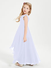 Modern Asymmetrical Cowl Neck Junior Bridesmaid Dresses Lavender