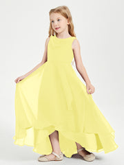 Modern Asymmetrical Cowl Neck Junior Bridesmaid Dresses Lemon