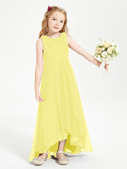 Modern Asymmetrical Cowl Neck Junior Bridesmaid Dresses Lemon