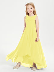 Modern Asymmetrical Cowl Neck Junior Bridesmaid Dresses Lemon