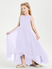 Modern Asymmetrical Cowl Neck Junior Bridesmaid Dresses Lilac