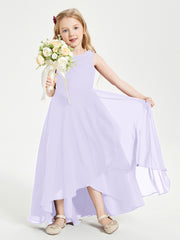 Modern Asymmetrical Cowl Neck Junior Bridesmaid Dresses Lilac