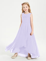 Modern Asymmetrical Cowl Neck Junior Bridesmaid Dresses Lilac