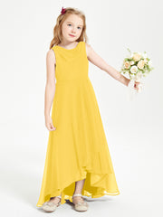 Modern Asymmetrical Cowl Neck Junior Bridesmaid Dresses Marigold