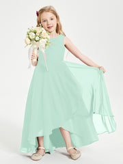 Modern Asymmetrical Cowl Neck Junior Bridesmaid Dresses Mint Green