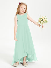 Modern Asymmetrical Cowl Neck Junior Bridesmaid Dresses Mint Green