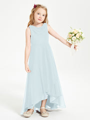 Modern Asymmetrical Cowl Neck Junior Bridesmaid Dresses Mist
