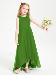 Modern Asymmetrical Cowl Neck Junior Bridesmaid Dresses Moss