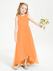 Modern Asymmetrical Cowl Neck Junior Bridesmaid Dresses Orange