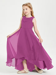 Modern Asymmetrical Cowl Neck Junior Bridesmaid Dresses Orchid