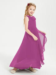 Modern Asymmetrical Cowl Neck Junior Bridesmaid Dresses Orchid