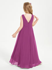 Modern Asymmetrical Cowl Neck Junior Bridesmaid Dresses Orchid