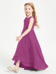 Modern Asymmetrical Cowl Neck Junior Bridesmaid Dresses Orchid
