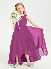 Modern Asymmetrical Cowl Neck Junior Bridesmaid Dresses Orchid