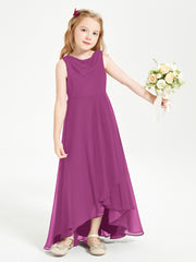 Modern Asymmetrical Cowl Neck Junior Bridesmaid Dresses Orchid