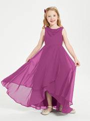 Modern Asymmetrical Cowl Neck Junior Bridesmaid Dresses Orchid