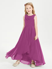 Modern Asymmetrical Cowl Neck Junior Bridesmaid Dresses Orchid