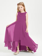 Modern Asymmetrical Cowl Neck Junior Bridesmaid Dresses Orchid