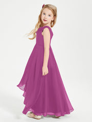 Modern Asymmetrical Cowl Neck Junior Bridesmaid Dresses Orchid