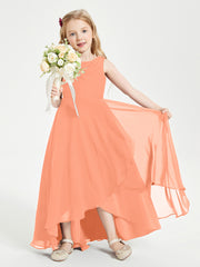 Modern Asymmetrical Cowl Neck Junior Bridesmaid Dresses Papaya