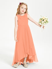 Modern Asymmetrical Cowl Neck Junior Bridesmaid Dresses Papaya