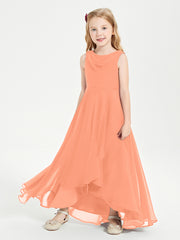 Modern Asymmetrical Cowl Neck Junior Bridesmaid Dresses Papaya