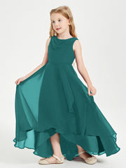 Modern Asymmetrical Cowl Neck Junior Bridesmaid Dresses Peacock