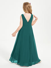 Modern Asymmetrical Cowl Neck Junior Bridesmaid Dresses Peacock