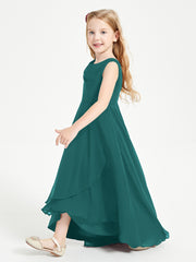 Modern Asymmetrical Cowl Neck Junior Bridesmaid Dresses Peacock