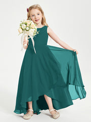Modern Asymmetrical Cowl Neck Junior Bridesmaid Dresses Peacock