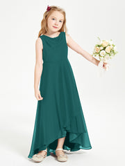 Modern Asymmetrical Cowl Neck Junior Bridesmaid Dresses Peacock