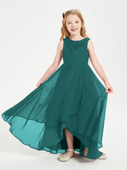 Modern Asymmetrical Cowl Neck Junior Bridesmaid Dresses Peacock