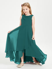 Modern Asymmetrical Cowl Neck Junior Bridesmaid Dresses Peacock